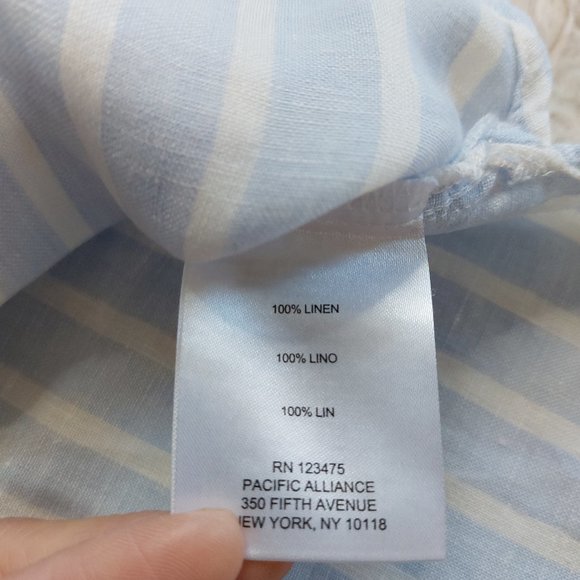 Ellen Tracy Linen Women's Light Blue Striped Sleeveless Blouse Top Siz M - Picture 7 of 7